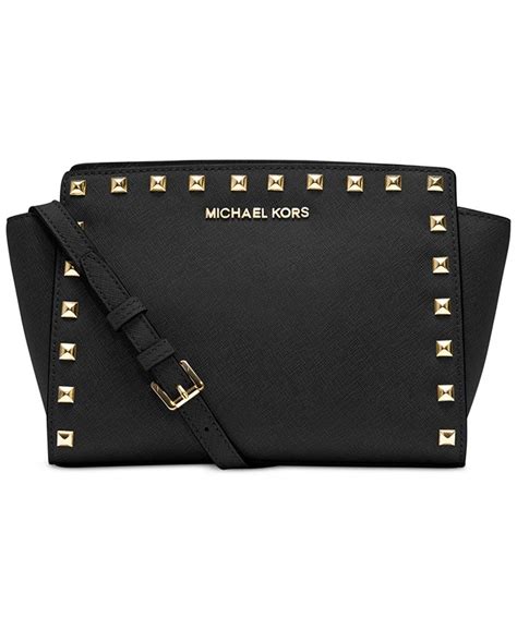 michael kors selma stud messenger rose gold|Michael Kors Selma Studded Messenger .